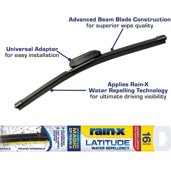 Rain-X 5079274-2 Latitude 2-In-1 Water Repellent Wiper Blades,16 & 24 Inch - Picture 2 of 8